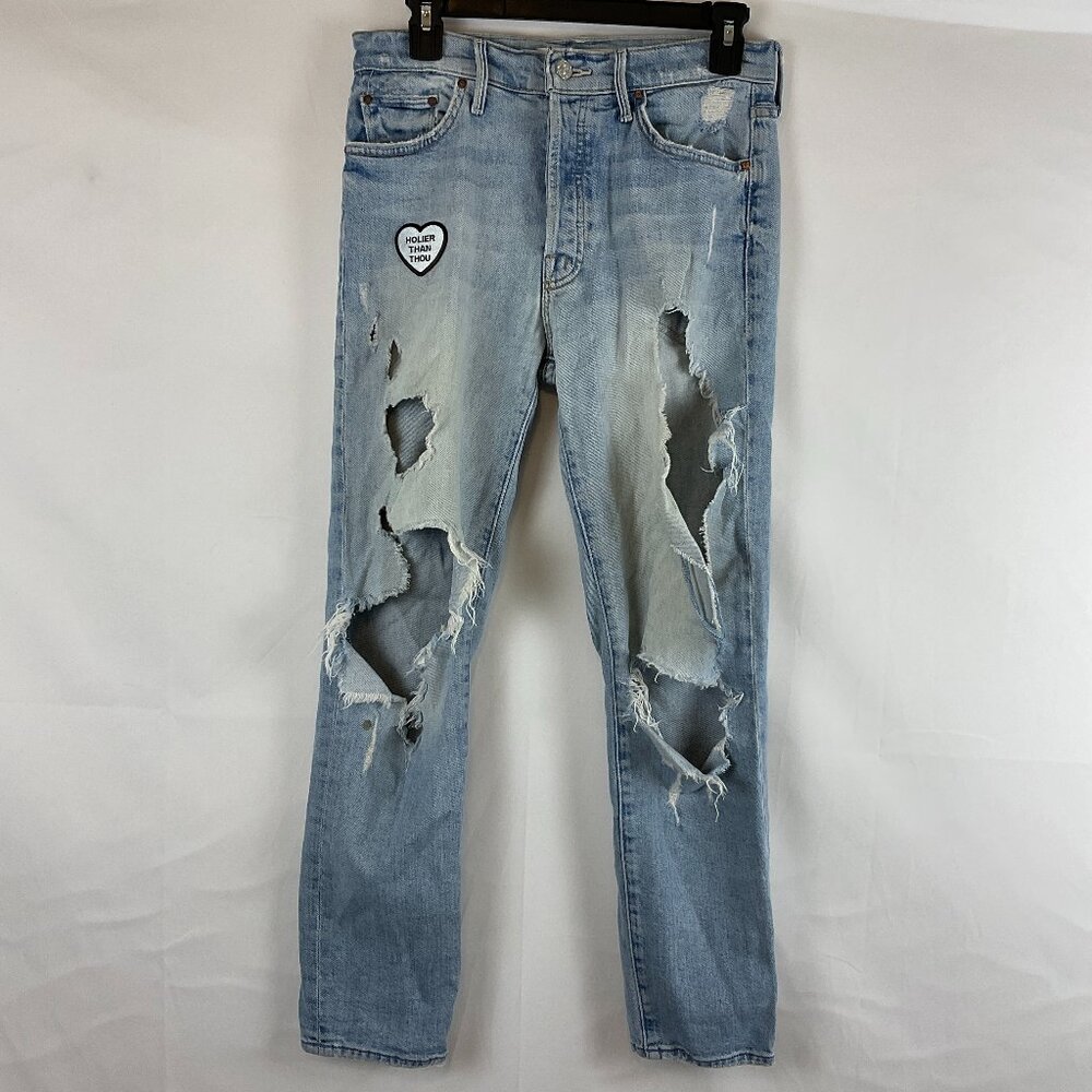 Mother Superior The Trickster Ankle Jeans 26 Blue Patch Holier than Thou